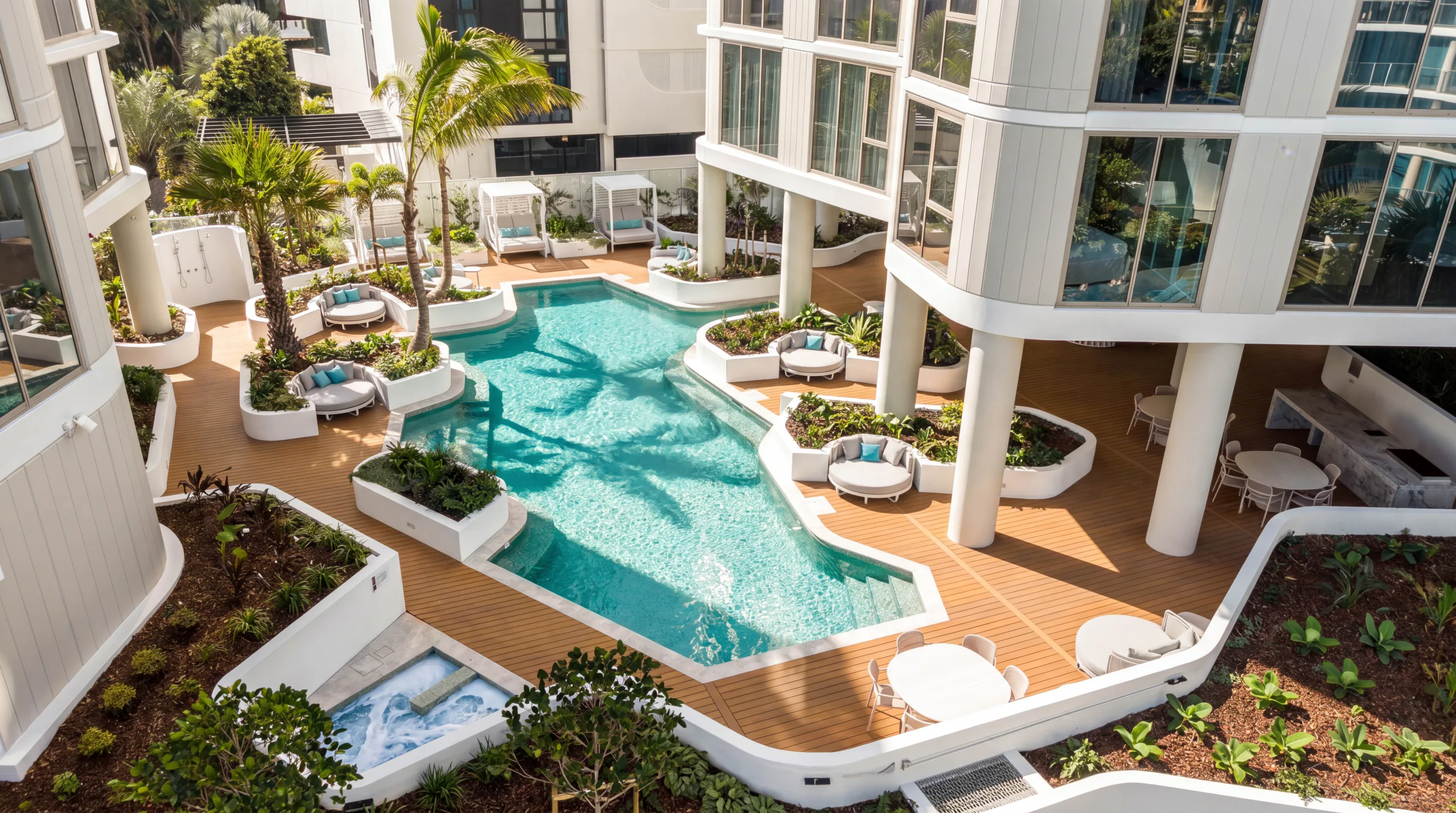 Lagoon at Main Beach - balconies and pool deck above the Broadwater